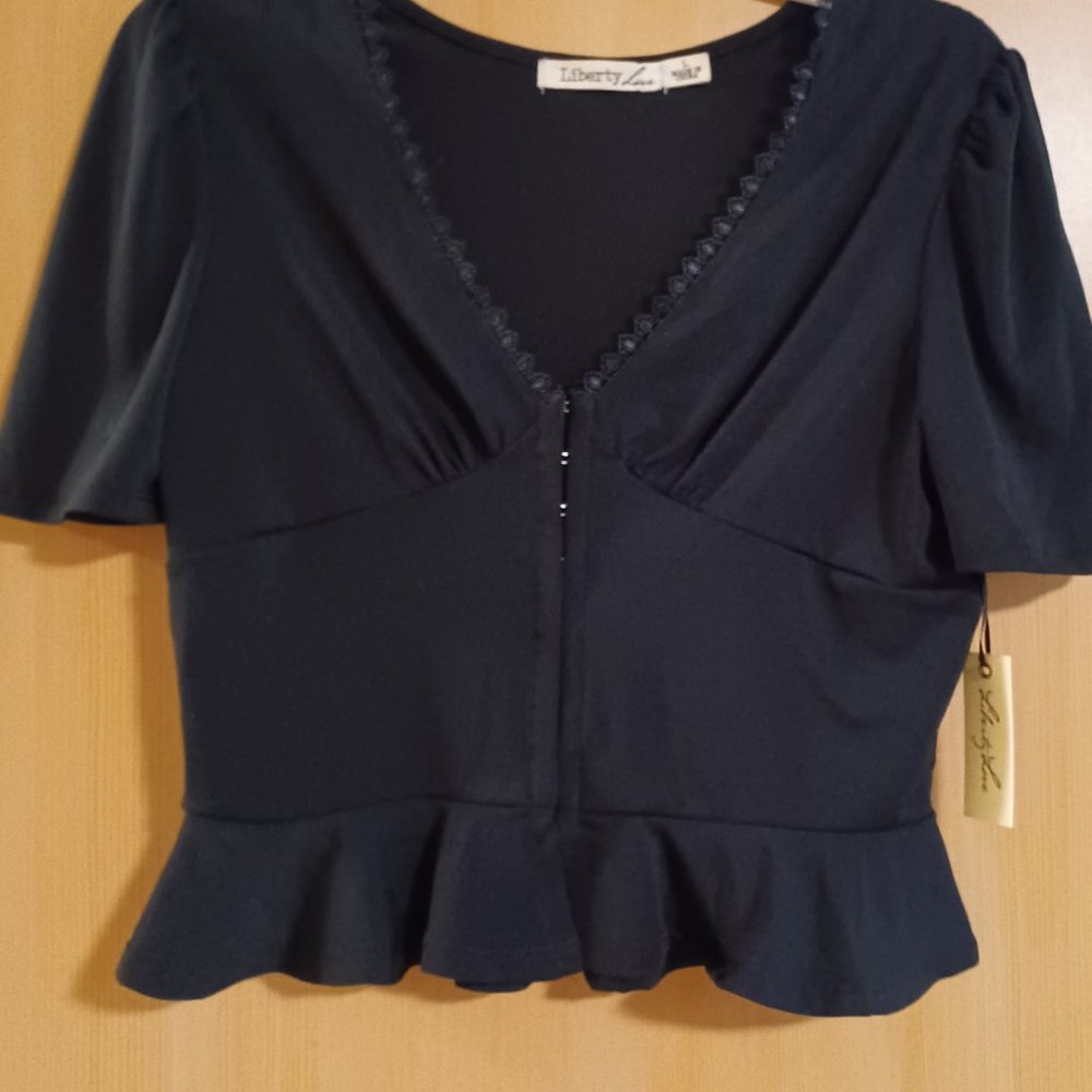 Black cropped lace top